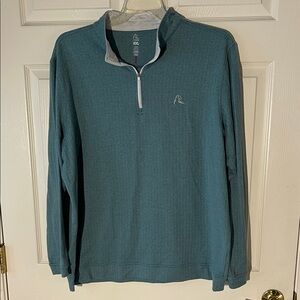 Rhoback Men's Performance Q-Zip Teal Chevron Pattern 1/4 Zip Golf Pullover, XXL
